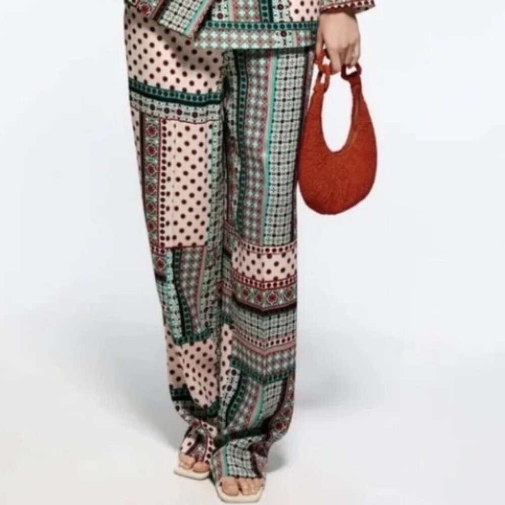 Zara Lightweight Patchwork Mosaic Tile Print Suit… - image 7